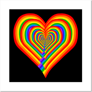 Repeating Rainbow Heart Shaped Echo Posters and Art